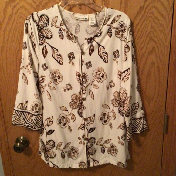 Weekend Clothes Line Jackets & Blazers - Weekend Clothes Line - Brown and white floral jacket
